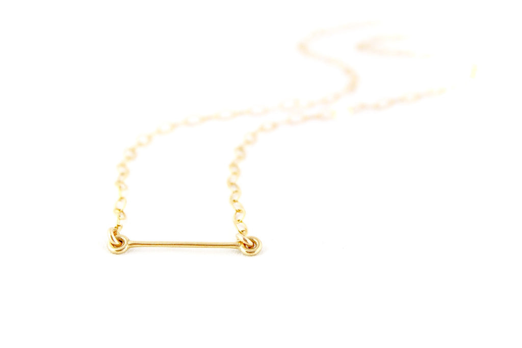 14k Gold Bar Necklace - CJK Jewelry