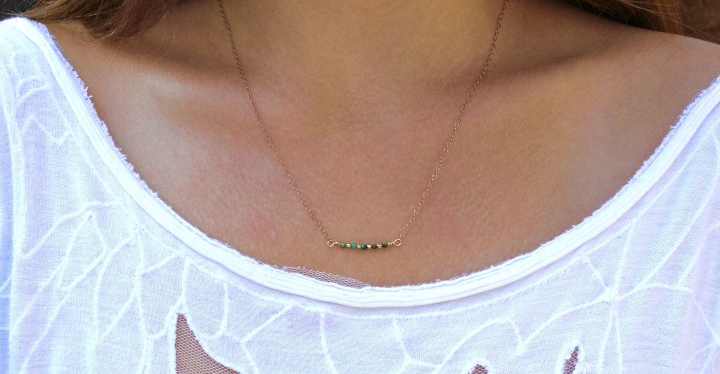 Gemstone Bar Necklace in Turquoise